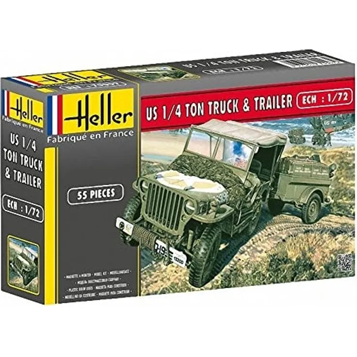 Heller 79997 US 1/4 Ton Truck & Trailer