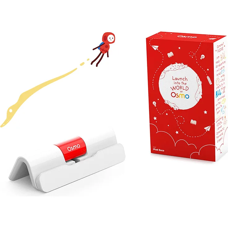 Osmo - Die neue Basis für das iPad - 2 praxisorientierte Lernspiele - Kreatives Zeichnen und Problemlösung/Frühe Physik - (Osmo iPad-Basis inbegriffen), Weiß/Rot