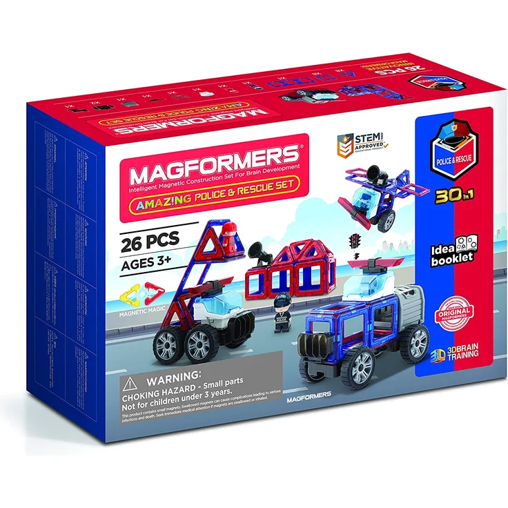 MAGFORMERS 717001 Polizei und Feuerwehr Figuren Police and Rescue Set, Multicolor