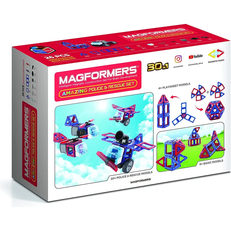 MAGFORMERS 717001 Polizei und Feuerwehr Figuren Police and Rescue Set, Multicolor – Bild 2