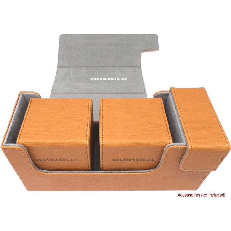 docsmagic. de Premium Magnetic Tray Long Box Gold Small - Card Deck Storage - Kartenbox Aufbewahrung Transport Gold – Bild 2