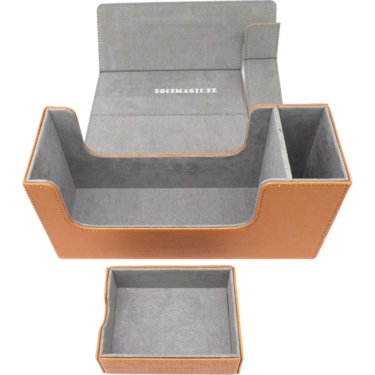 docsmagic. de Premium Magnetic Tray Long Box Gold Small - Card Deck Storage - Kartenbox Aufbewahrung Transport Gold – Bild 3