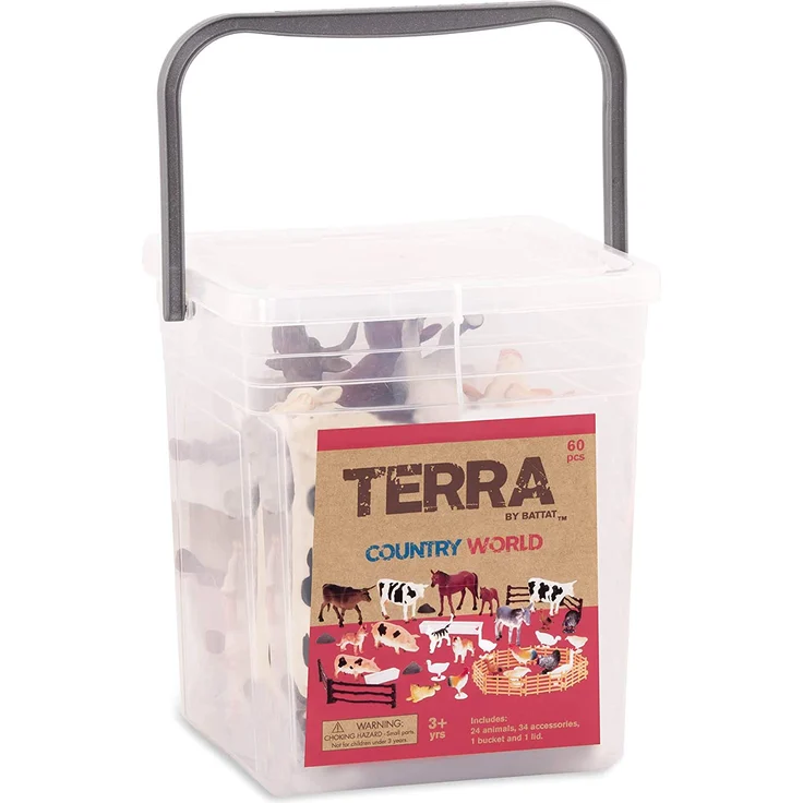 Terra 60-teilig Tierfiguren Sammlung Bauernhoftiere Spielzeug Set – Kühe, Schweine, Hühner, Pferde, Hunde, Katzen und mehr – Spielzeug ab 3 Jahren – Bild 2