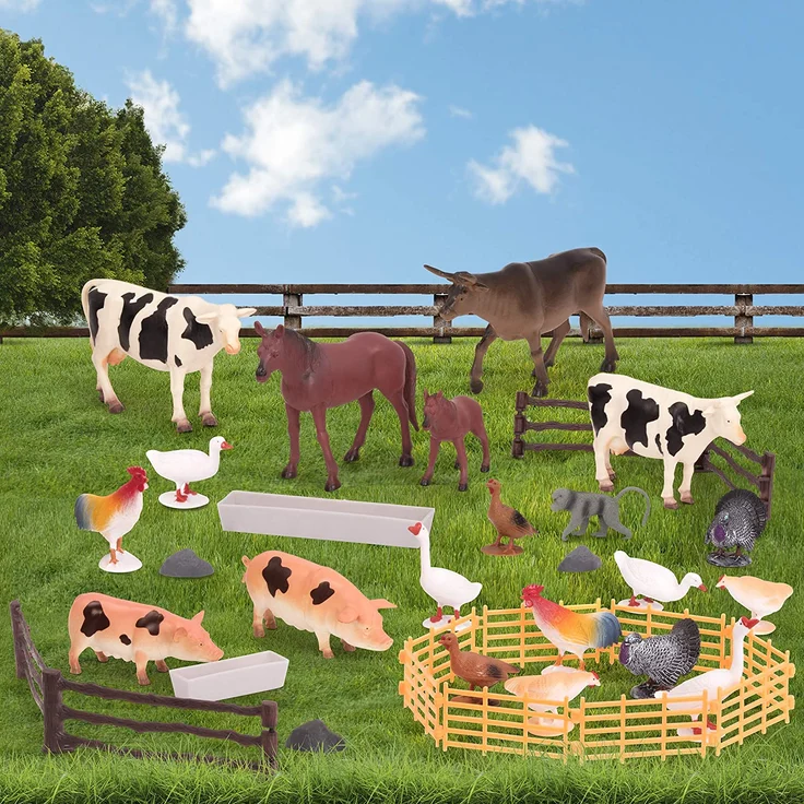 Terra 60-teilig Tierfiguren Sammlung Bauernhoftiere Spielzeug Set – Kühe, Schweine, Hühner, Pferde, Hunde, Katzen und mehr – Spielzeug ab 3 Jahren – Bild 8