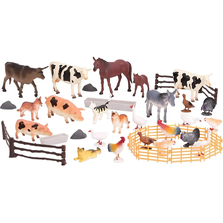 Terra 60-teilig Tierfiguren Sammlung Bauernhoftiere Spielzeug Set – Kühe, Schweine, Hühner, Pferde, Hunde, Katzen und mehr – Spielzeug ab 3 Jahren – Bild 6