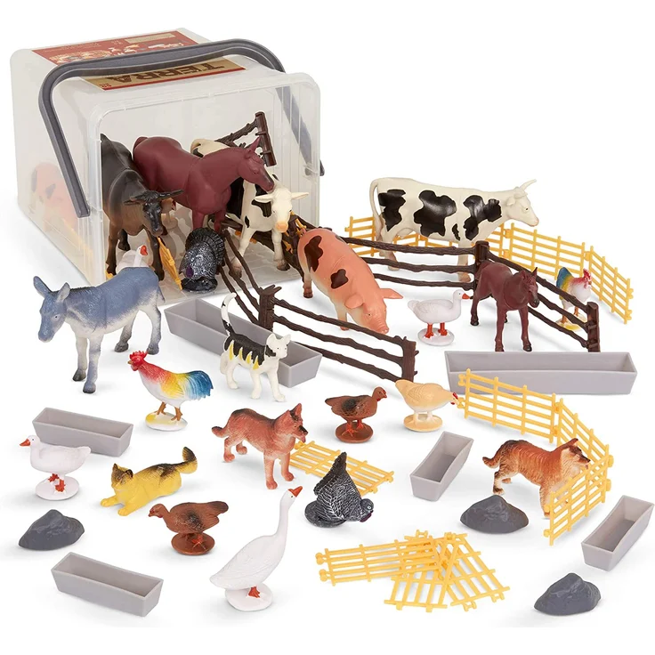 Terra 60-teilig Tierfiguren Sammlung Bauernhoftiere Spielzeug Set – Kühe, Schweine, Hühner, Pferde, Hunde, Katzen und mehr – Spielzeug ab 3 Jahren – Bild 7