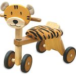 Bartl 109737 'Rutscher Tiger aus Holz mit Plüschkissen' ab 12 Monaten, Tiger-Print