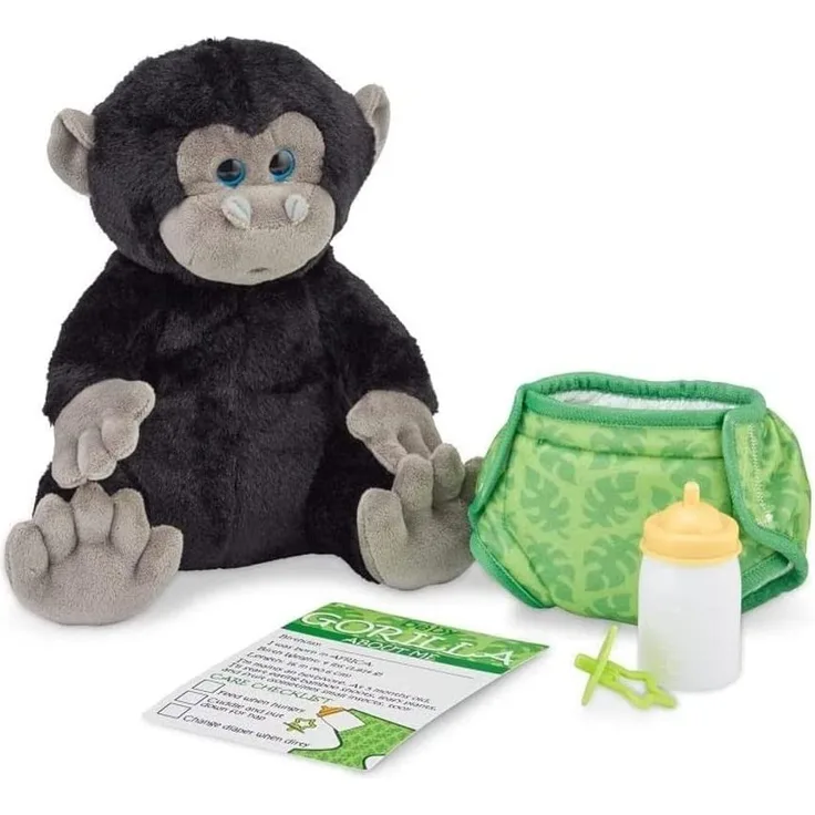 ausgestopfter Gorilla Baby 30 cm Plüsch schwarz 5-teilig
