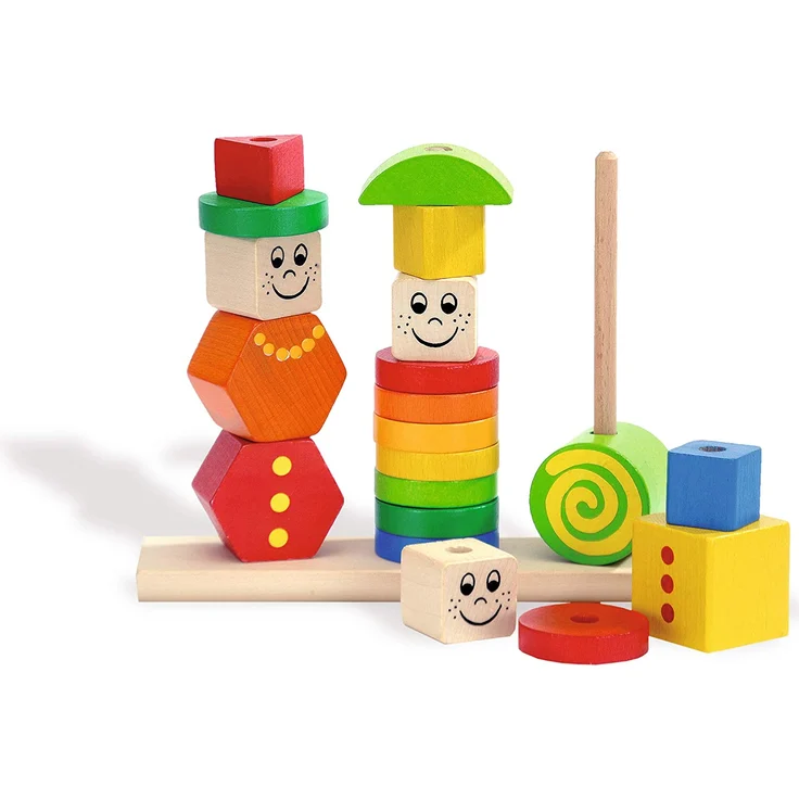 Eichhorn Holz Figuren Steckpuzzle, 20-teilig - 3 Stecksäulen mit Steckteilen, hochwertiges Buchenholz ,Made in Germany, für Kinder ab 12 Monaten – Bild 3