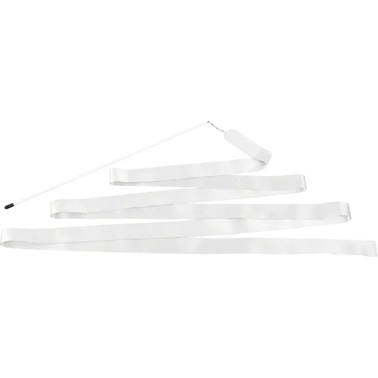 Gymnastikband Tanzband Turnband Rhythmikband Wirbelband Schwungband mit Stab 5 m, Weiß