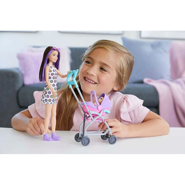 Mattel Barbie „Skipper Babysitters Inc. ” Puppe mit Kinderwagen, Baby & Zubehör – Bild 2