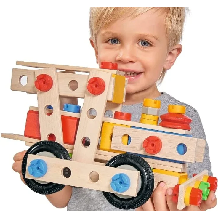 Eichhorn 100039027 - Constructor große Lok, 100-tlg., Holz-Konstruktions-Set, 4 verschiedene Modellvarianten baubar, FSC 100% Zertifiziertes Buchenholz, Made in Germany – Bild 16