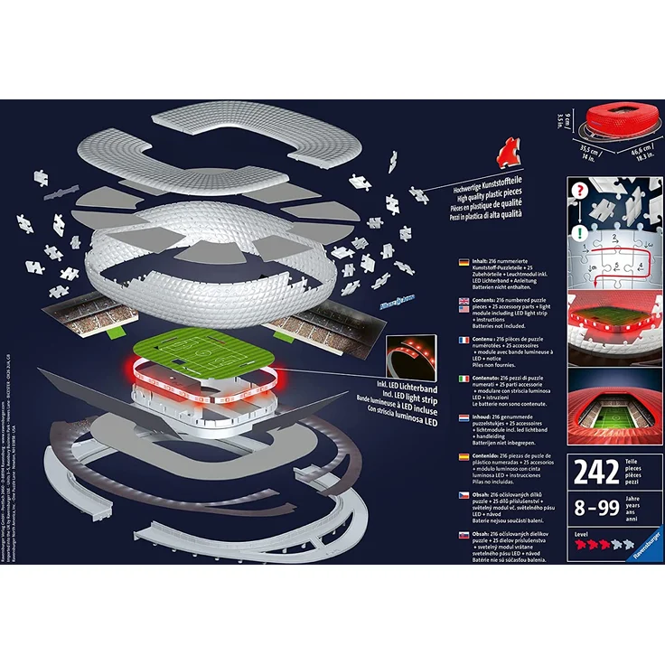 Ravensburger 3D Puzzle Allianz Arena Night Edition 216 Teile – Bild 2