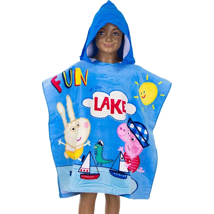 badeponcho Junior 60 x 120 cm Baumwolle blau