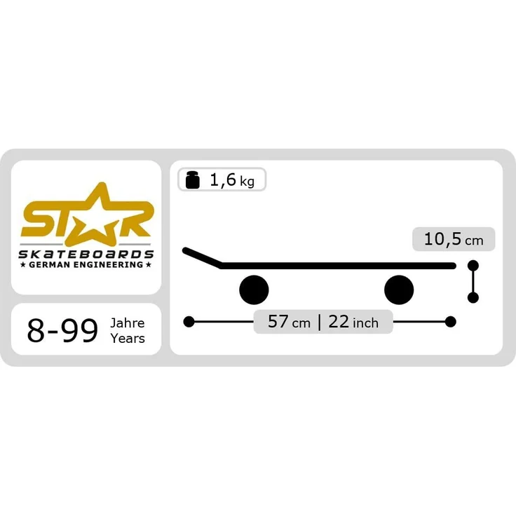 STAR-SKATEBOARDS Vintage Retro Cruiser Skateboard – Bild 7