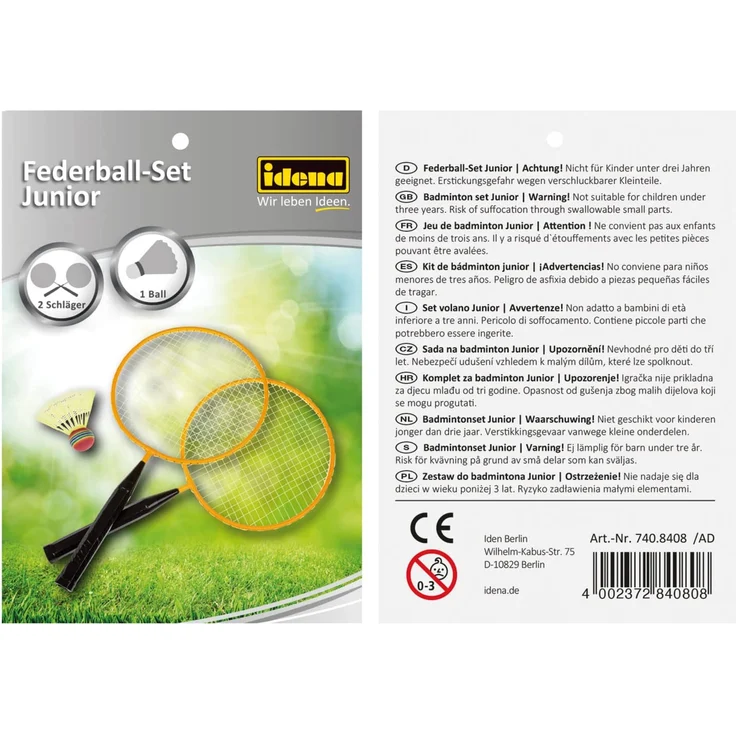 Idena Federballset Junior 2 Schläger + 1 Ball – Bild 2