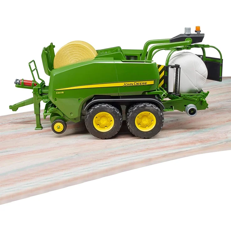 Bruder 02032 'John Deere Rundballen-Presswickelkombination C441R', ab 4 Jahren, inkl. ockerfarbenem und weißem Rundballen - Preisvergleich – Bild 7