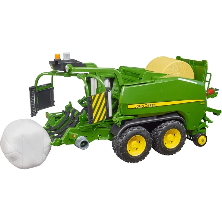 Bruder 02032 'John Deere Rundballen-Presswickelkombination C441R', ab 4 Jahren, inkl. ockerfarbenem und weißem Rundballen - Preisvergleich – Bild 6