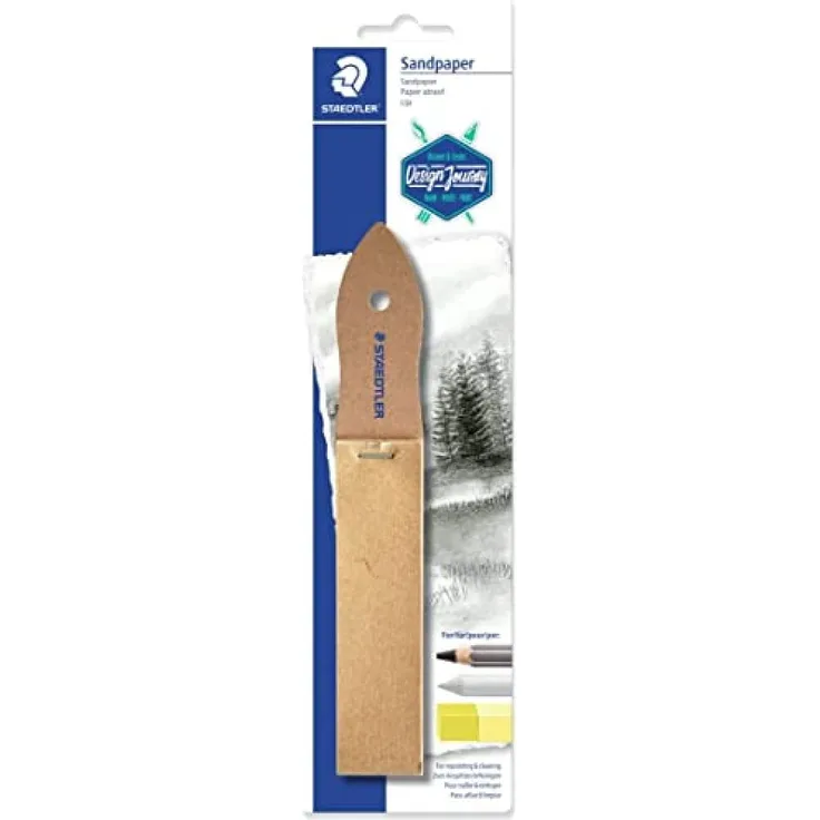STAEDTLER 923 23BK-C Sandpapier (12 Blatt feines Sandpapier auf Holzgriff, zum Anspitzen, für konische Formen oder elliptische Kurven, Blisterkarte)