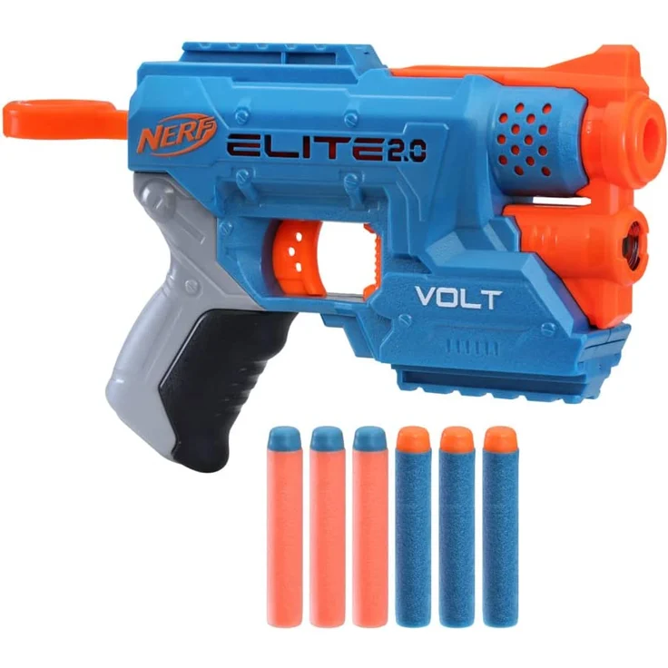 Nerf Elite 2.0 Volt SD-1 Blaster – 6 Nerf Darts, Ziel-Lichtstrahl, 2-Dart Aufbewahrung, 2 Tactical Rail Steckschienen – Bild 1