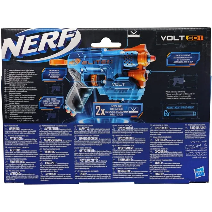 Nerf Elite 2.0 Volt SD-1 Blaster – 6 Nerf Darts, Ziel-Lichtstrahl, 2-Dart Aufbewahrung, 2 Tactical Rail Steckschienen – Bild 4