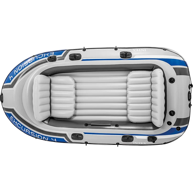 Intex 68324NP 'Excursion 4', Schlauchboot-Set, bis zu 4 Personen, max. Tragkraft 400 kg, inkl. Reparaturset, grau – Bild 6