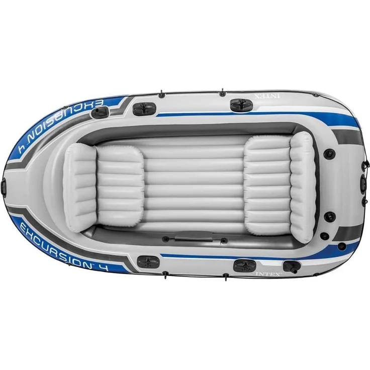 Intex 68324NP 'Excursion 4', Schlauchboot-Set, bis zu 4 Personen, max. Tragkraft 400 kg, inkl. Reparaturset, grau – Bild 5