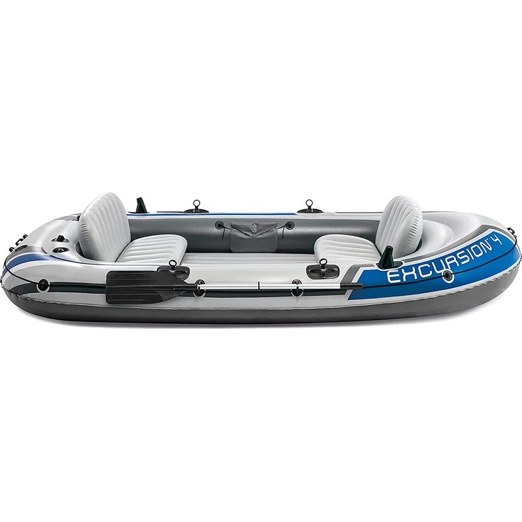 Intex 68324NP 'Excursion 4', Schlauchboot-Set, bis zu 4 Personen, max. Tragkraft 400 kg, inkl. Reparaturset, grau – Bild 4