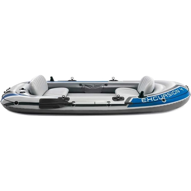 Intex 68324NP 'Excursion 4', Schlauchboot-Set, bis zu 4 Personen, max. Tragkraft 400 kg, inkl. Reparaturset, grau – Bild 3