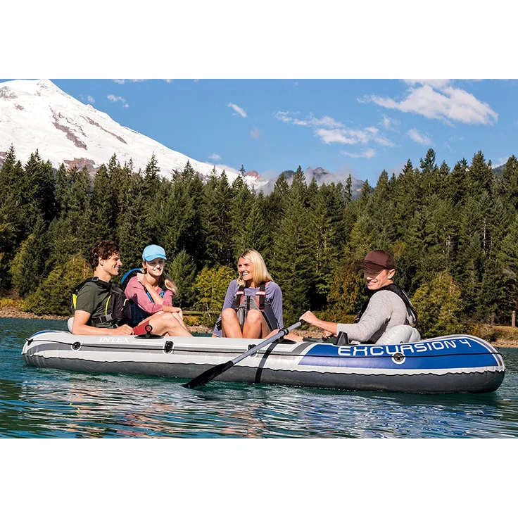 Intex 68324NP 'Excursion 4', Schlauchboot-Set, bis zu 4 Personen, max. Tragkraft 400 kg, inkl. Reparaturset, grau – Bild 7