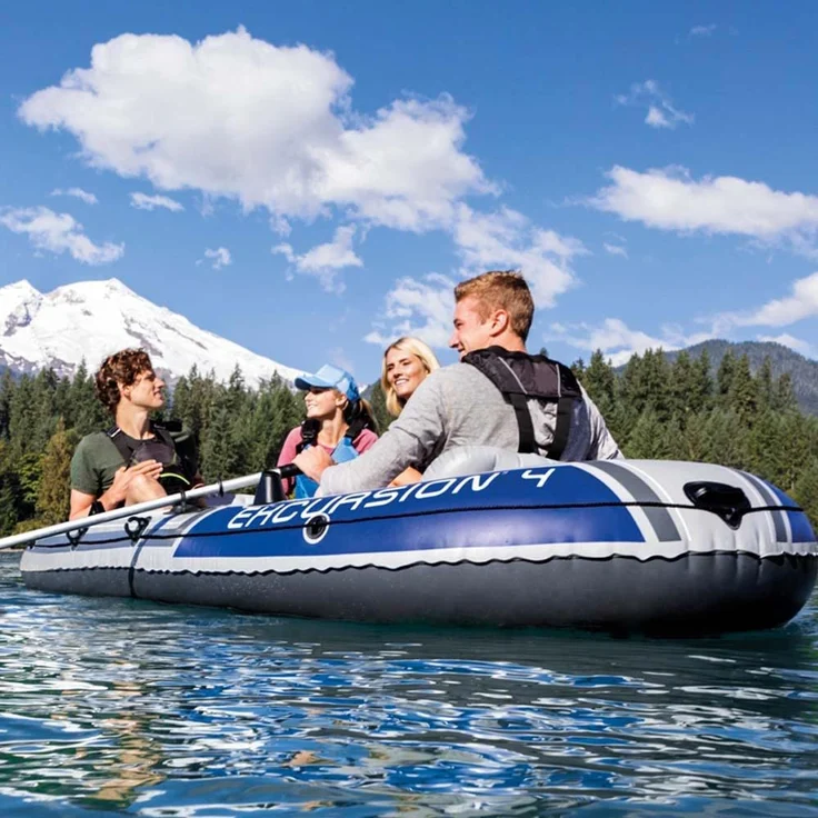 Intex 68324NP 'Excursion 4', Schlauchboot-Set, bis zu 4 Personen, max. Tragkraft 400 kg, inkl. Reparaturset, grau – Bild 11