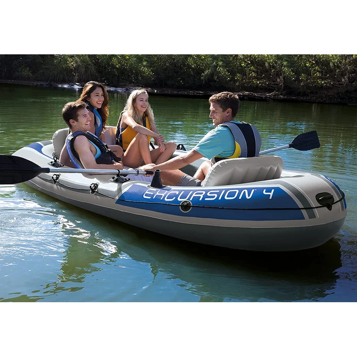Intex 68324NP 'Excursion 4', Schlauchboot-Set, bis zu 4 Personen, max. Tragkraft 400 kg, inkl. Reparaturset, grau – Bild 10