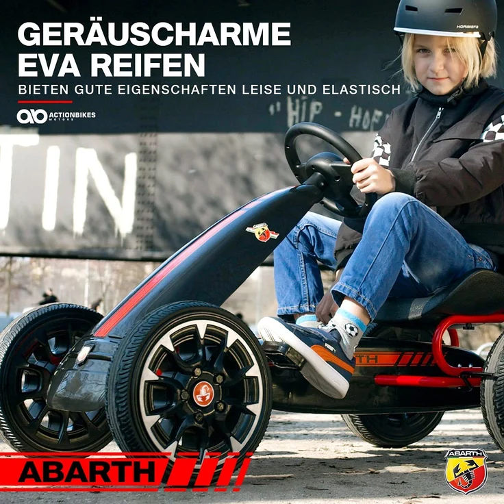 Actionbikes 'ABARTH' Gokart, ab 4 Jahren, EVA Reifen, max. belastbar bis 30 kg, Handbremse, Freilauf, schwarz – Bild 9
