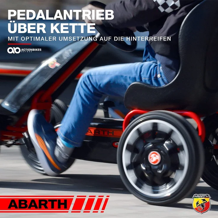 Actionbikes 'ABARTH' Gokart, ab 4 Jahren, EVA Reifen, max. belastbar bis 30 kg, Handbremse, Freilauf, schwarz – Bild 8