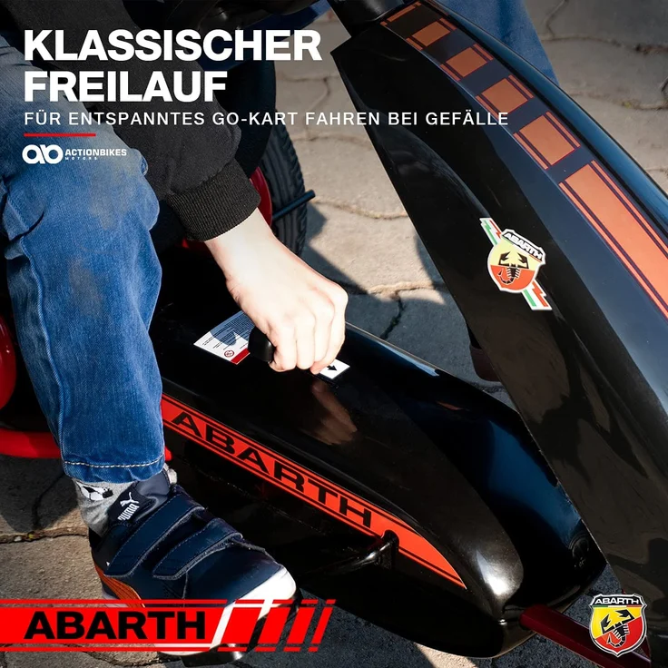 Actionbikes 'ABARTH' Gokart, ab 4 Jahren, EVA Reifen, max. belastbar bis 30 kg, Handbremse, Freilauf, schwarz – Bild 5