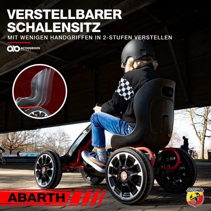 Actionbikes 'ABARTH' Gokart, ab 4 Jahren, EVA Reifen, max. belastbar bis 30 kg, Handbremse, Freilauf, schwarz – Bild 6