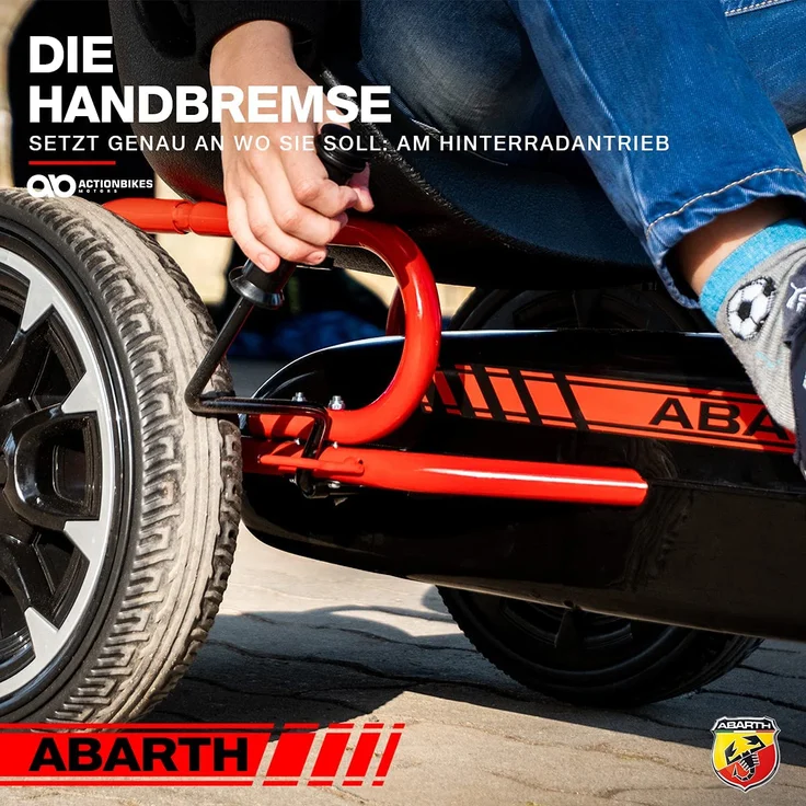Actionbikes 'ABARTH' Gokart, ab 4 Jahren, EVA Reifen, max. belastbar bis 30 kg, Handbremse, Freilauf, schwarz – Bild 4