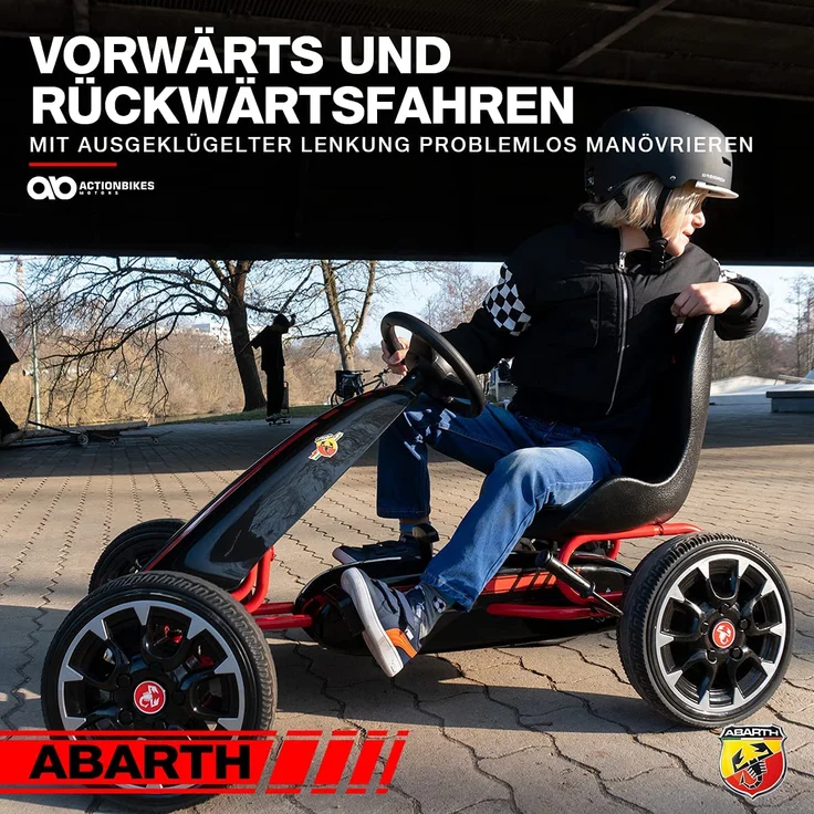 Actionbikes 'ABARTH' Gokart, ab 4 Jahren, EVA Reifen, max. belastbar bis 30 kg, Handbremse, Freilauf, schwarz – Bild 3