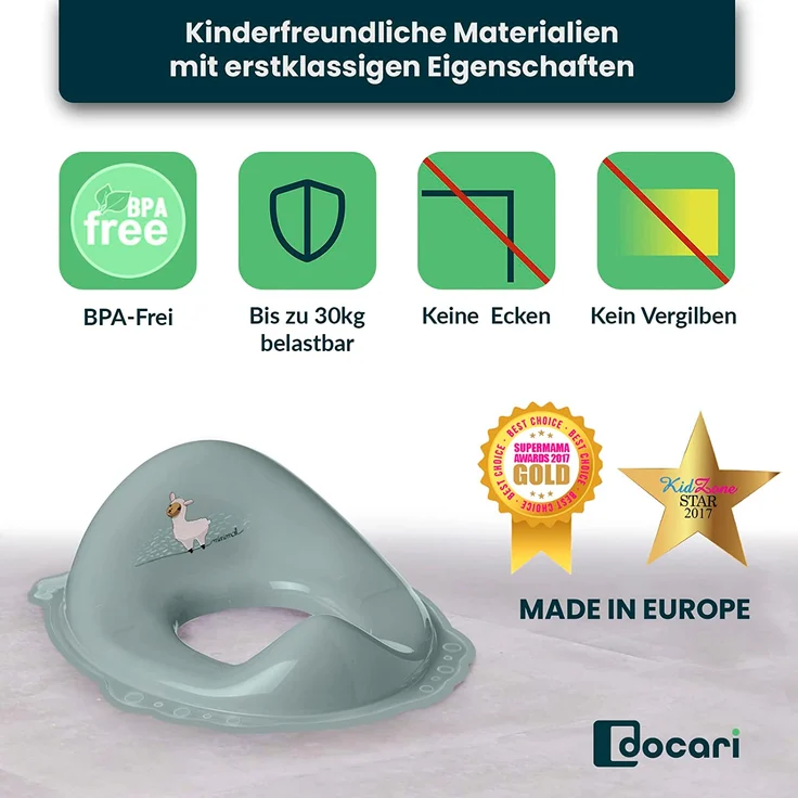 DOCARI Kinder Toilettensitz rutschsicher ergonisch geformt - Universeller WC Aufsatz für Kinder ab 18 Monate Grün - Toilettenaufsatz Toilettenverkleinerer Kindertoilette Potty Training – Bild 3