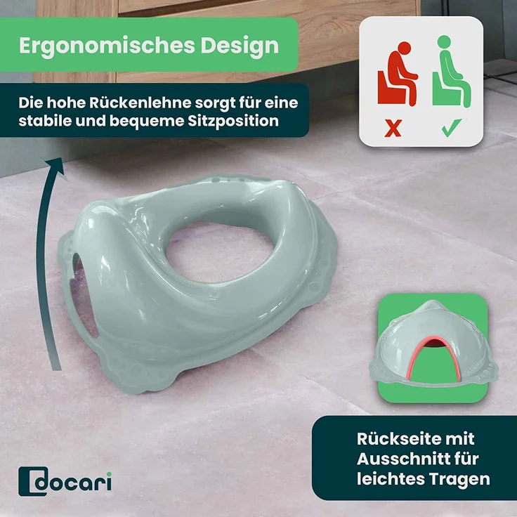 DOCARI Kinder Toilettensitz rutschsicher ergonisch geformt - Universeller WC Aufsatz für Kinder ab 18 Monate Grün - Toilettenaufsatz Toilettenverkleinerer Kindertoilette Potty Training – Bild 5