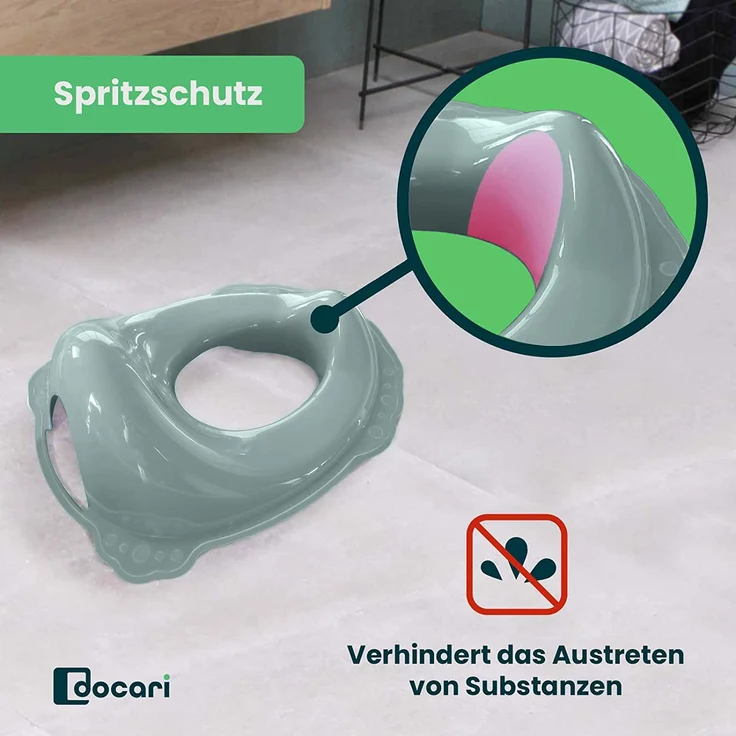 DOCARI Kinder Toilettensitz rutschsicher ergonisch geformt - Universeller WC Aufsatz für Kinder ab 18 Monate Grün - Toilettenaufsatz Toilettenverkleinerer Kindertoilette Potty Training – Bild 4