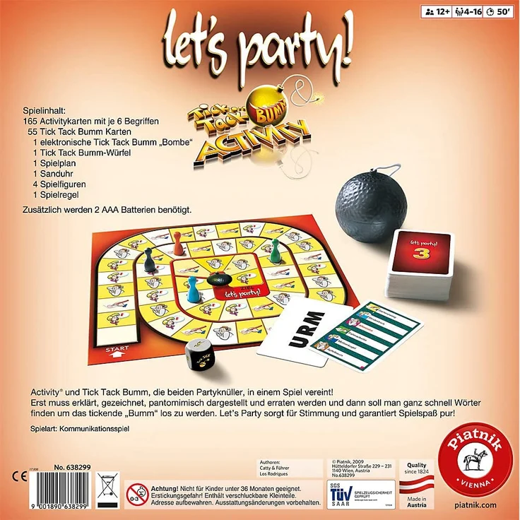 Piatnik 6382 - Lets Party | Activity und Tick Tack Bumm kombiniert | Für Spieleabende mit Freunden und Familie | Ab 12 Jahren | Für bis zu 16 Spieler | – Bild 3