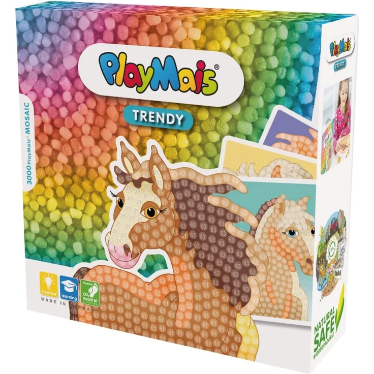 PlayMais TRENDY MOSAIC Horse Kreativ-Set zum Basteln für Mädchen ab 6 Jahren | Über 3.000 Stück & 6 Mosaik Klebebilder mit Pferdemotiven | Fördert Kreativität & Feinmotorik | Natürliches Spielzeug – Bild 1