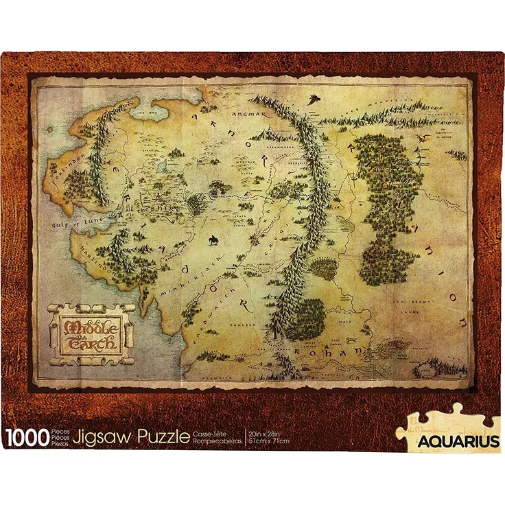 Aquarius 65388 The Hobbit Mittelerd-Karte 1000 Teile Puzzle 710 mm x 510 mm, Mehrfarbig