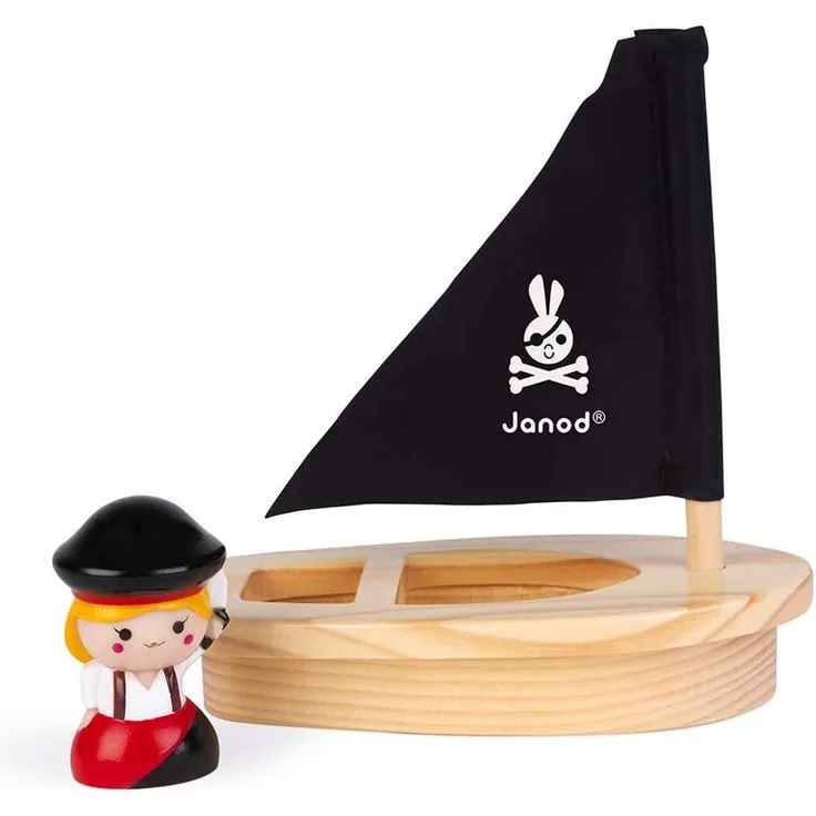 Janod® Badespielzeug Wasserspritzer-Piratin mit Boot