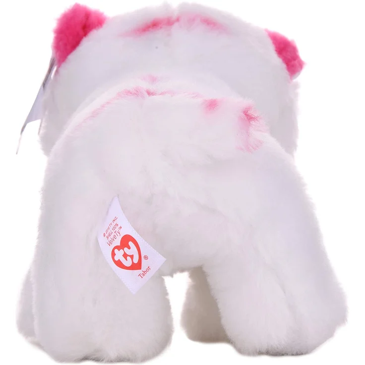 Tabor 42186 - Tabor - Tiger mit Glitzeraugen, Beanie Classic, 15 cm, rosa/weiß – Bild 4