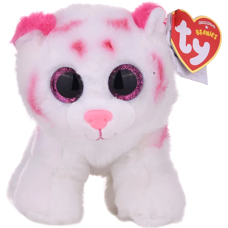Tabor 42186 - Tabor - Tiger mit Glitzeraugen, Beanie Classic, 15 cm, rosa/weiß – Bild 1
