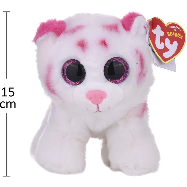 Tabor 42186 - Tabor - Tiger mit Glitzeraugen, Beanie Classic, 15 cm, rosa/weiß – Bild 5