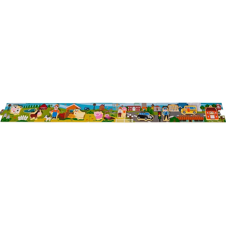 Small Foot 10794 Storypuzzle Stadt aus bemaltem Holz aus fünf großen, Puzzleteil beinhaltet EIN extra Setzpuzzle, REGT Fantasie und Sprachentwicklung an und fördert die Motorik – Bild 3