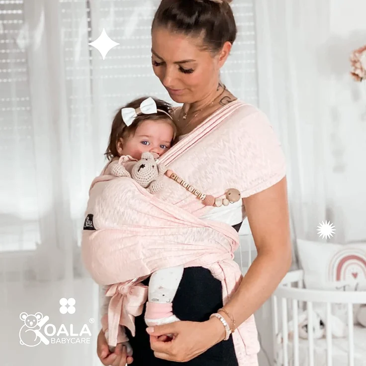 Koala Babycare Tragetuch Baby Neugeborene - Einfach Anzuziehen für Mütter und Väter - Babytrage Multi-Use Bis 9kg - Babytragetuch Rose – Bild 5